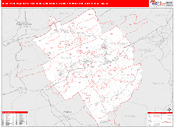Blacksburg-Christiansburg-Radford Metro Area Digital Map Red Line Style
